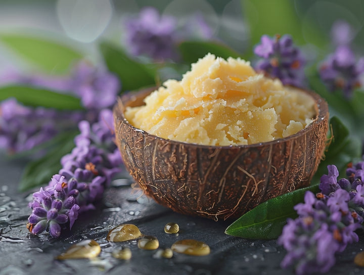 ricoshea night repair balm ingredient closeup animation shea butter coconut oil