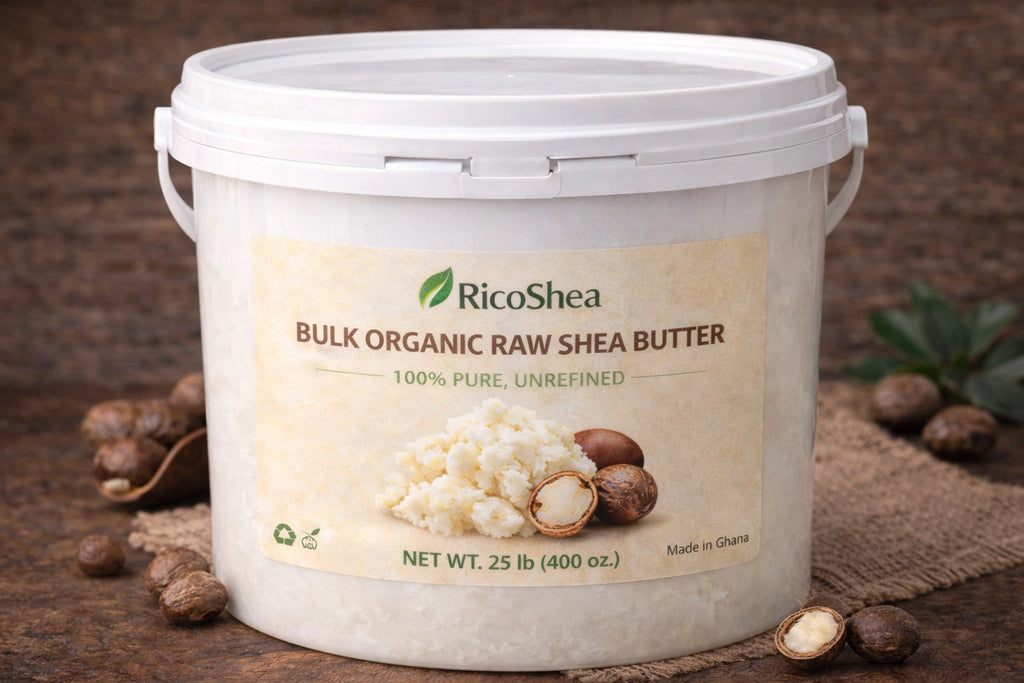RicoShea Raw Unrefined African Shea Butter for Dry Skin & Hair (8oz)