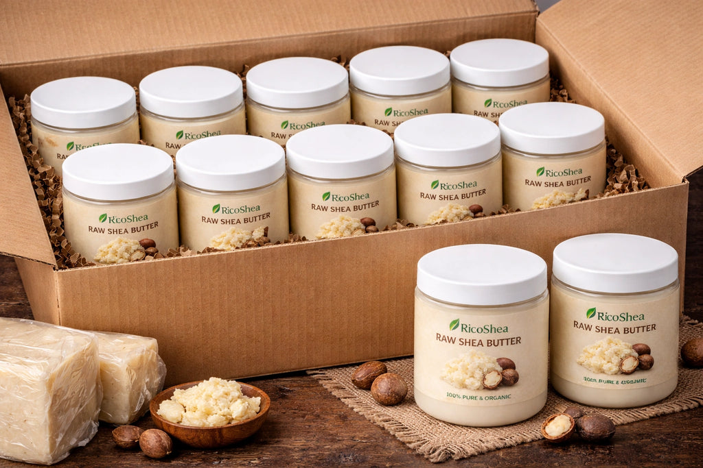 RicoShea Raw Unrefined African Shea Butter for Dry Skin & Hair (8oz)