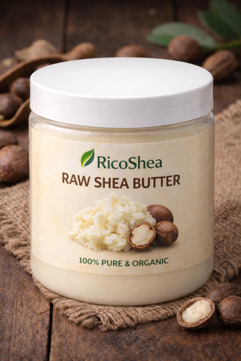 RicoShea Raw Unrefined African Shea Butter for Dry Skin & Hair (8oz)